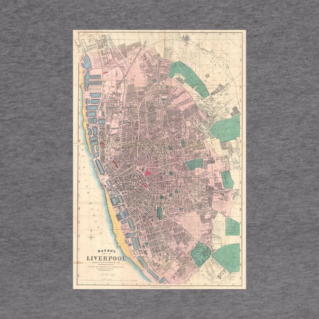 Vintage Map of Liverpool England (1890) by Bravuramedia